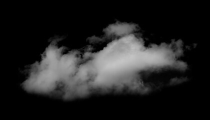 White Cloud Isolated on Black Background.