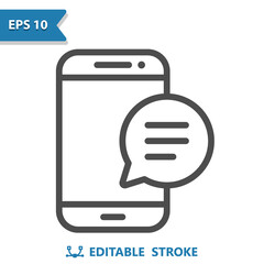 Smartphone With Chat Bubble - Texting Icon