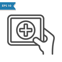 Obraz premium Online Healthcare Icon - Digital Health Care, Hand, Tablet