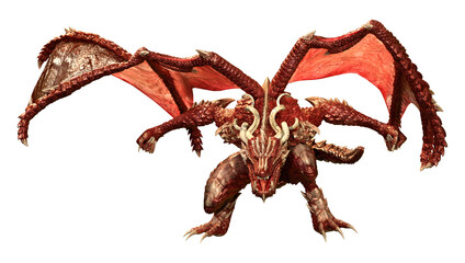 3D Rendering Fairy Tale Dragon on White
