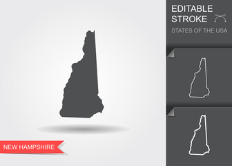Stylized map of the U.S. state of New Hampshire vector illustration