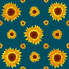 Sunflower pattern on a blue background