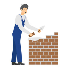 brick mason Concept, bricklayer vector color icon design, Crafting occupations symbol, hobby and art works Sign, Creative People stock illustration