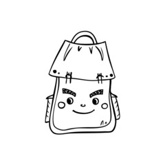 Sports hiking backpack. Vector illustration in doodle style