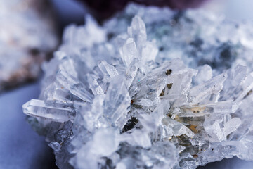 Crystal  of quartz  close up for recreation and meditation. Crystals for esoteric  practice.