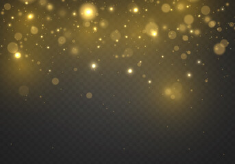 Golden bokeh, gold defocused dust, blurred light