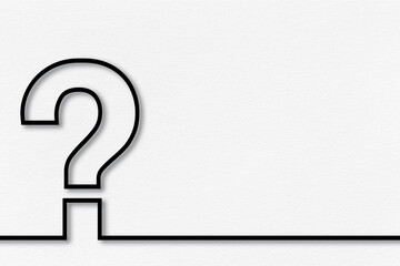 Question mark design with copy space on white paper