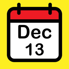 Calendar icon thirteenth December