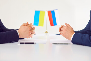 Ukraine and Russia state representatives negotiate to cease Russian Federations war invasion, end...