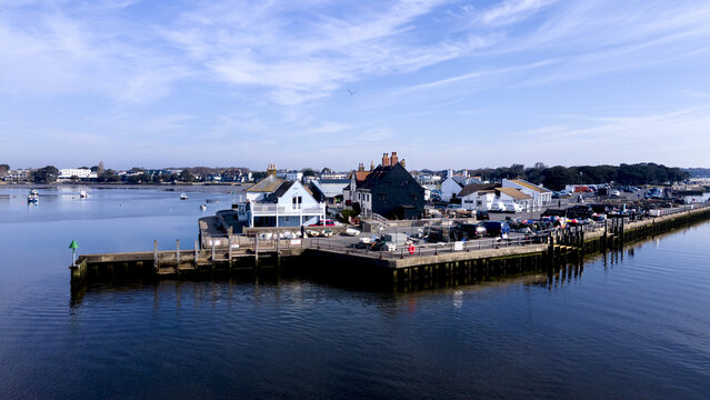 Beautiful view of Mudeford Quay near Bournemouth in Christchurch, UK