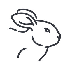Vector rabbit line icon isolated on transparent background.