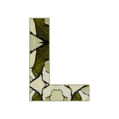 Monogram L. Alphabet Letter Initial. Abstract Pattern Painting On Canvas. Olive Green Ornament For Birthday, Name Day, Wedding. Great for social media, print, t-shirt, card, poster, gifts, web design.