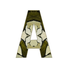 Monogram A. Alphabet Letter Initial. Abstract Pattern Painting On Canvas. Olive Green Ornament For Birthday, Name Day, Wedding. Great for social media, print, t-shirt, card, poster, gifts, web design.