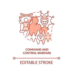 Command and control warfare red concept icon. Subarea of information warfare abstract idea thin line illustration. Isolated outline drawing. Editable stroke. Arial, Myriad Pro-Bold fonts used