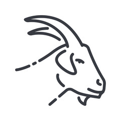 Vector goat line icon isolated on transparent background.