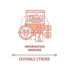 Information warfare red concept icon. Facts manipulation. Basic definition abstract idea thin line illustration. Isolated outline drawing. Editable stroke. Arial, Myriad Pro-Bold fonts used