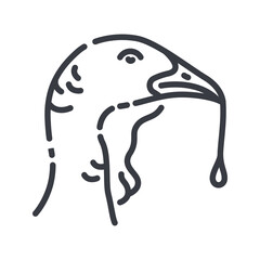 Vector turkey line icon isolated on transparent background.