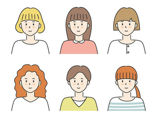 Set of smiling women, vector illustration