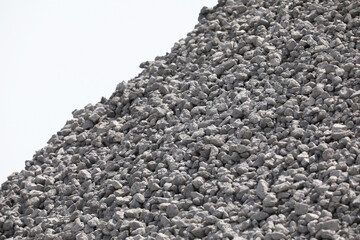 A pile of stones piled up at the construction site