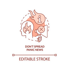 Do not spread panic news red concept icon. Shocking content. Fighting misinformation abstract idea thin line illustration. Isolated outline drawing. Editable stroke. Arial, Myriad Pro-Bold fonts used
