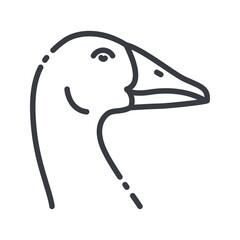 Vector goose line icon isolated on transparent background.
