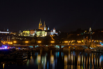 amazing view of Prague Castle in Prague Czech Republic at night