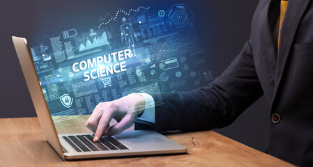 Businessman working on laptop concept