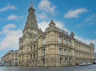 Halifax town hall in Calder Dale Yorkshire - 496865159