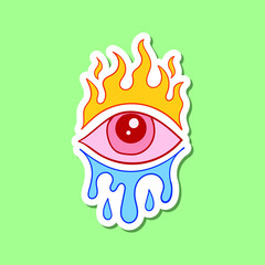 hand drawn eye with water and fire vintage doodle illustration for stickers print etc premium vector