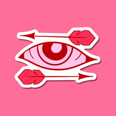 hand drawn red eye arrow doodle illustration for stickers print etc premium vector