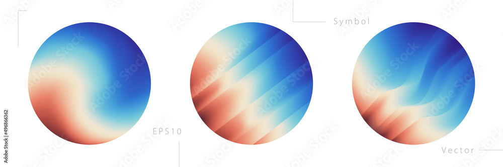 Wall mural set of colorful circle graphic elements on white background. abstract vector symbols.