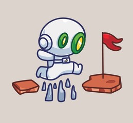 cute astronaut robot finish his task challenge. Isolated cartoon person illustration. Flat Style suitable for Sticker Icon Design Premium Logo vector