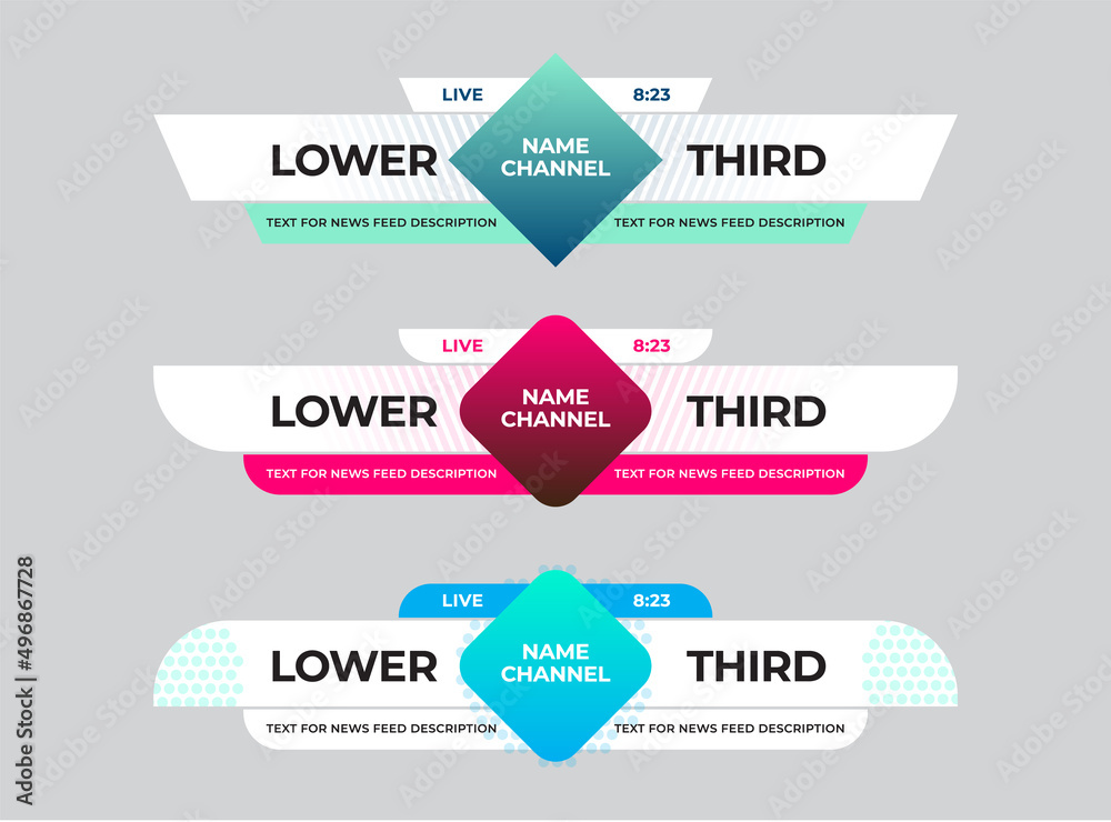Poster Set of vector lower third of the screen for titles and captions.