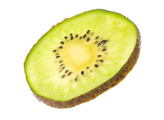 Fototapeta na wymiar Fresh kiwifruit slice isolated on the white background