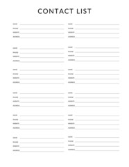 contact list planner letter