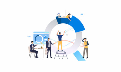 Team project management dashboard vector illustration file download 