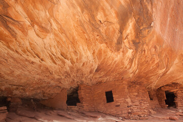 Old ruins of a house on fire illusion