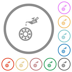 Oiler can and bearings flat icons with outlines