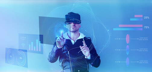 Man with virtual glasses.