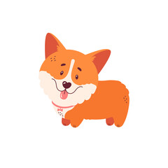 Welsh corgi puppy isolated on white background. Cute dog character. Vector illustration.