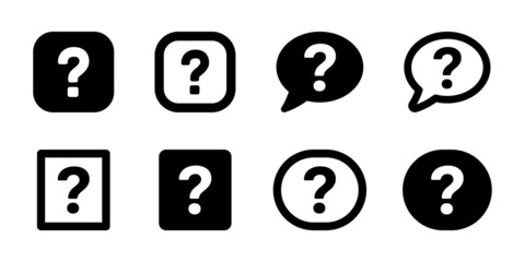 Question mark icon sign set on black and white design.