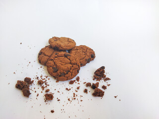 chocolate chip cookies isolated on white background