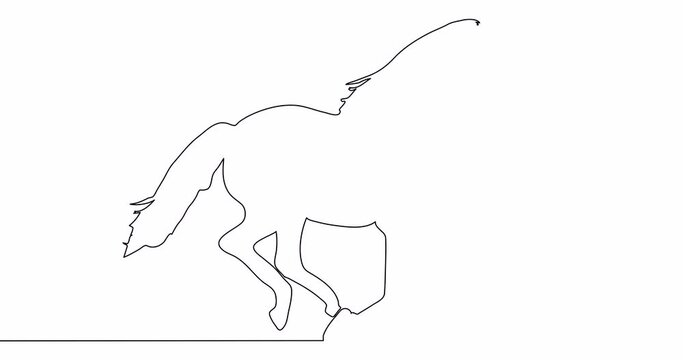 Self drawing line animation running Horse continuous line concept