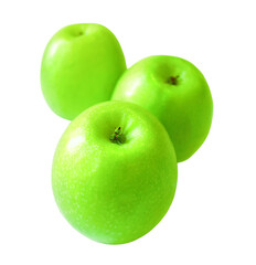 Granny smith green apples isolated on white.