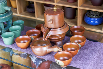 Closeup of a complete set of traditional Chinese tea set
