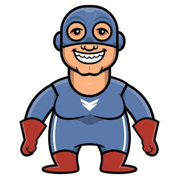 Cartoon illustration of superhero wearing mask and costume with happy smile faces, best for mascot, logo, and sticker with superheroes themes