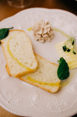 Appetizing toast with pate as an appetizer. Healthy eating.