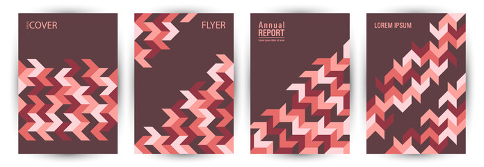 Annual report front page layout set vector design. Bauhaus style modern placard layout set Eps10.