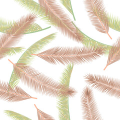 Floral palm tree foliage vector seamless ornament. Boho wrapping paper. Exotic rainforest palm tree foliage fashion print pattern.