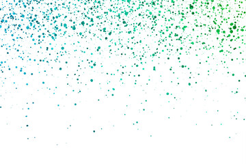 Blue green glitter holiday falling confetti on white background. Vector